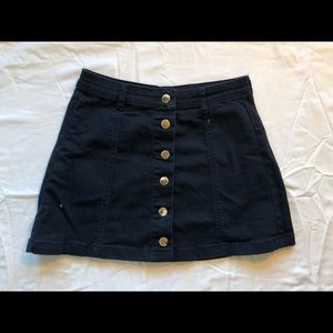 Button Front Denim Material Skirt